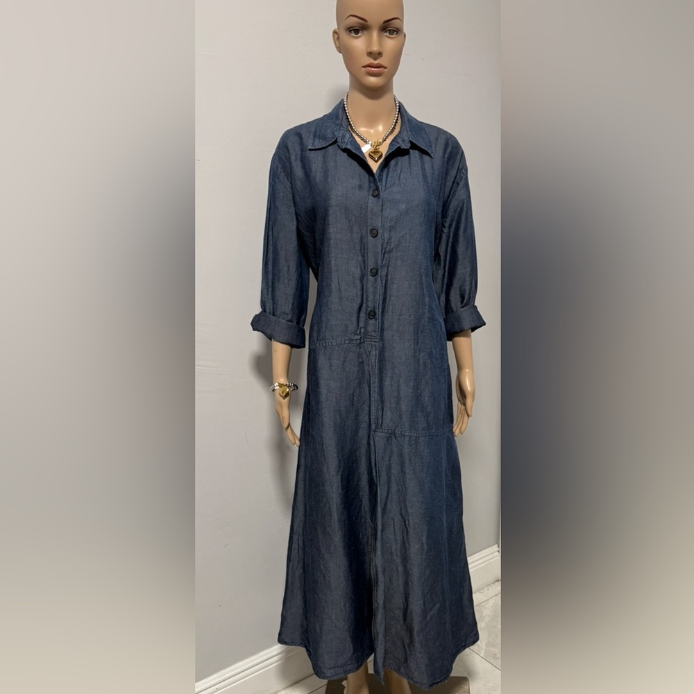 Zara Navy Maxi Dress with Side Slits
